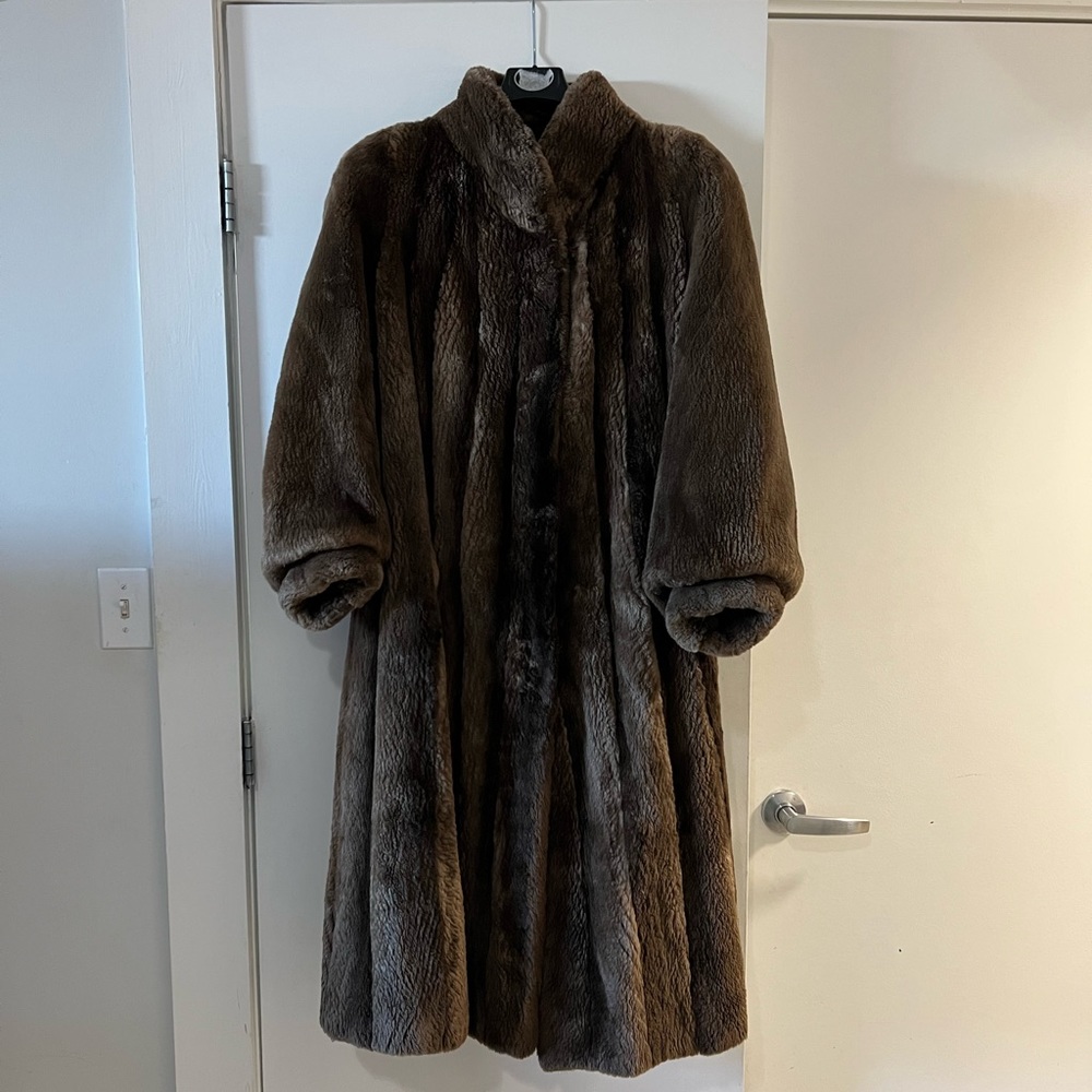 Vintage Bloomingdales Beaver Real Fur Floor Length Coat